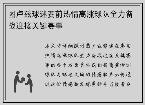 图卢兹球迷赛前热情高涨球队全力备战迎接关键赛事